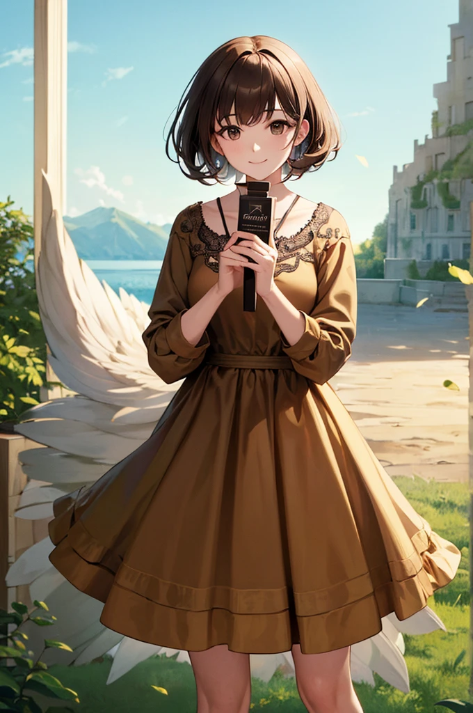 ((masterpiece,Highest quality)), 4K, High resolution, One person, alone, smile, Brown dress, (Perfumer&#39;s Outfit 2:1.2), 