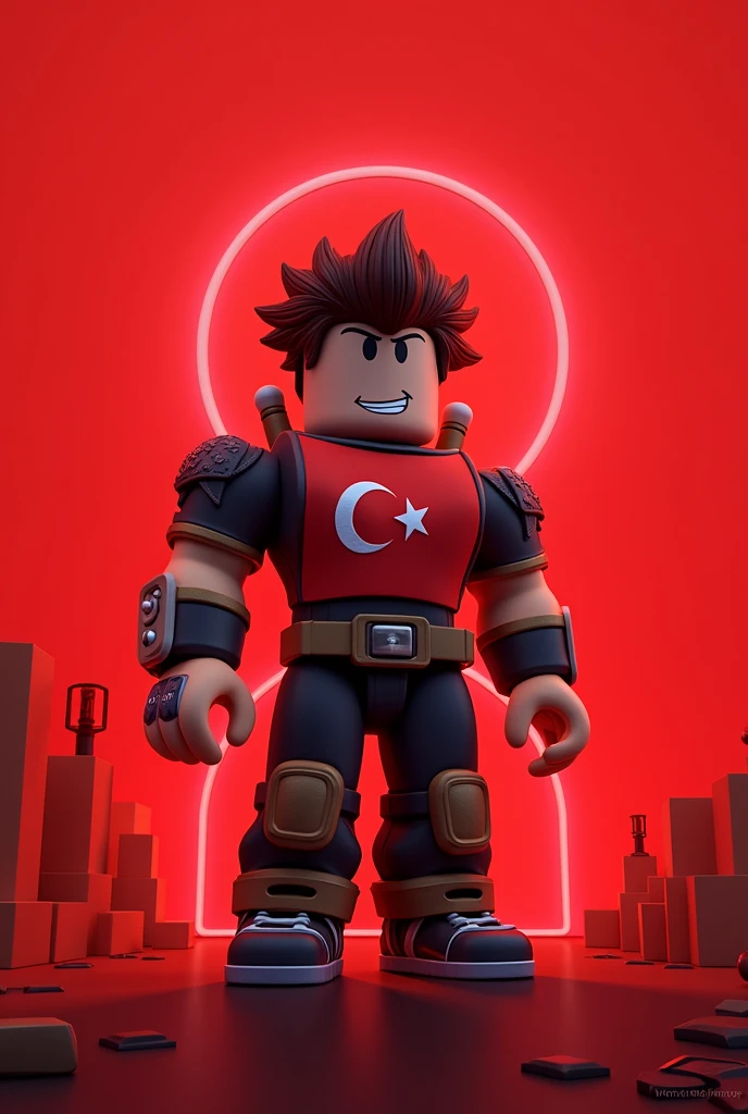 To me #A Roblox character with a Turkish flag written SaveRoblox is a poster with a red theme 
