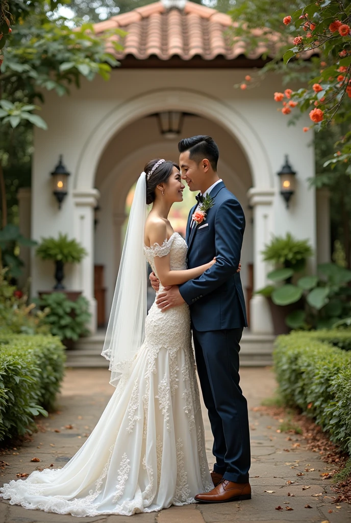 real pinoy couple wearing wedding with 4 photo shoot scene collage