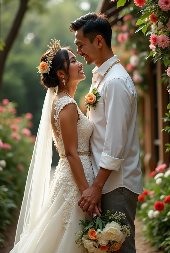 real pinoy couple  wearing wedding with 4 photo shoot scene collage 