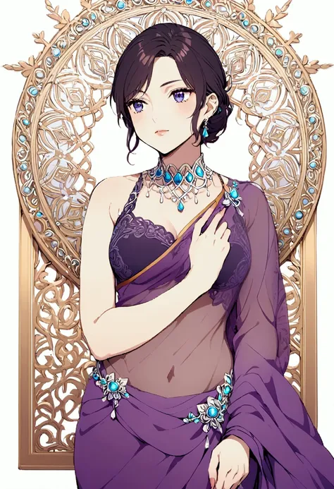 shinobu wearing saree, no  blouse