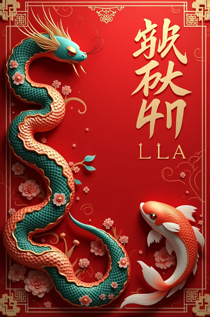 Red packet with snake and word ALLI & FISH