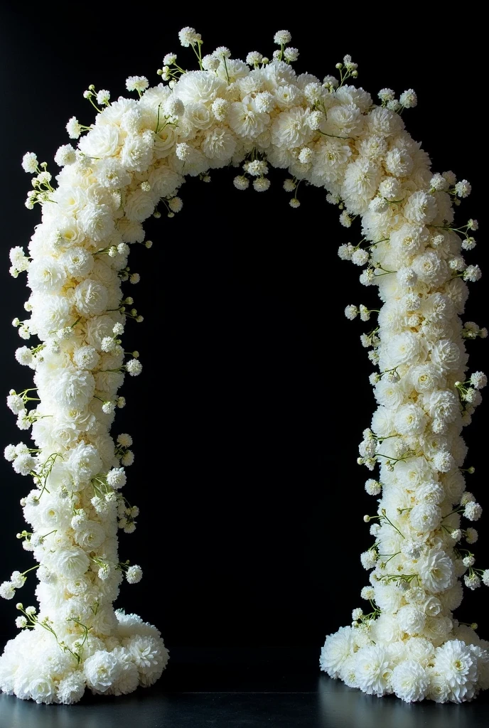 white flower Arch for Wedding arrangement black background