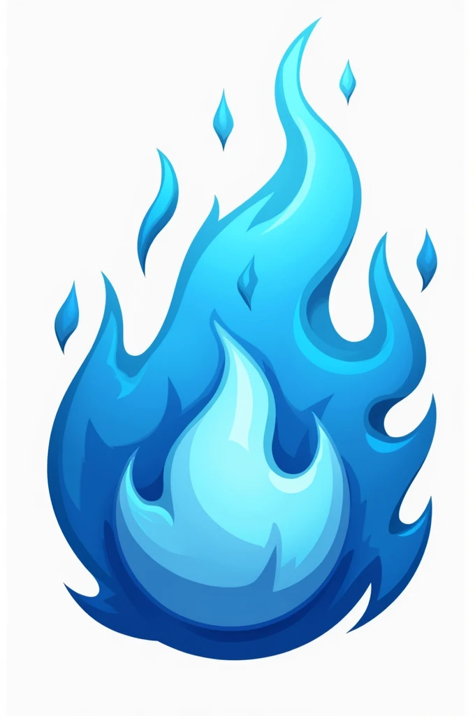 A cartoon style logo of an ice blue flame representing the team sizzle fc. The logo should convey strength without using a full face and be recognize-able on a jersey