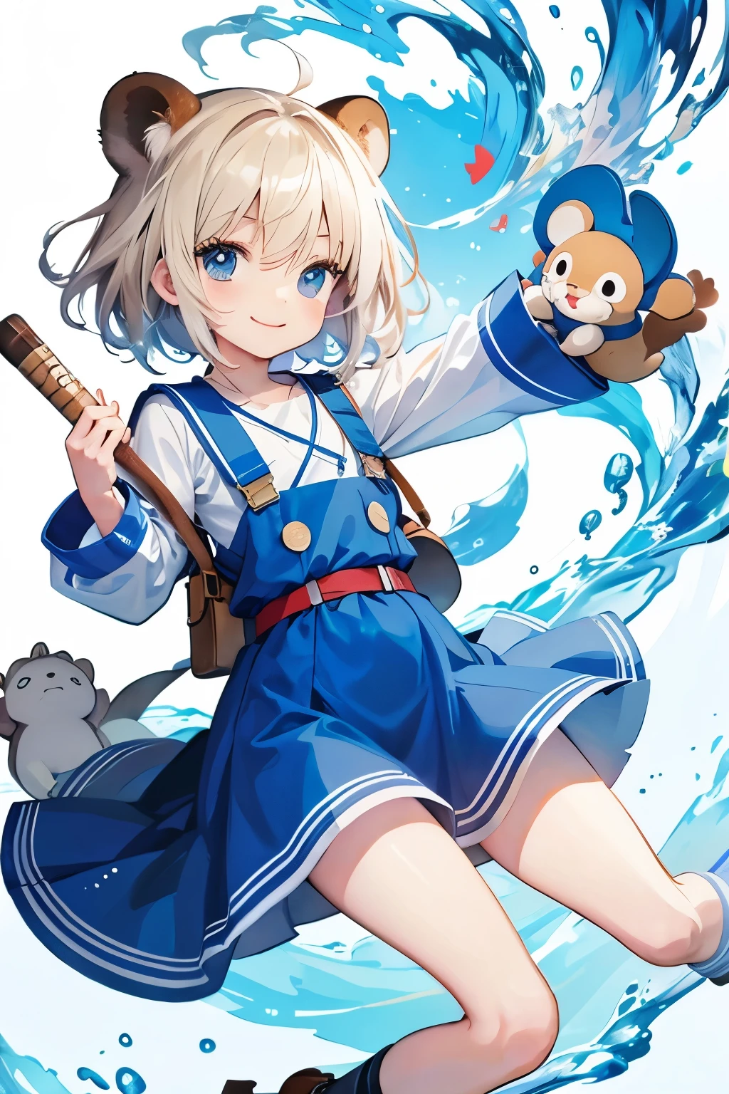 2D, masterpiece, best quality, anime, otter, adorable, white background, perfect lighting, -friendly characters, tears, apologizing, sorry