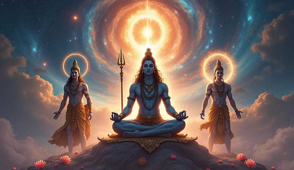 Shankar bhagwan with Brahma and Visnu