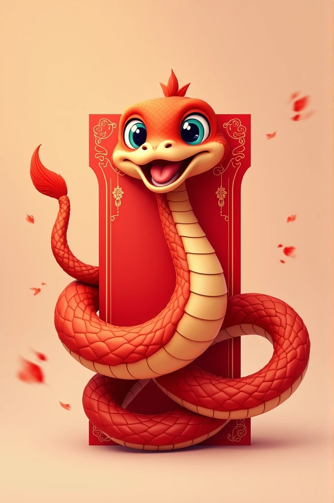 Red packet with cute snake cartoon