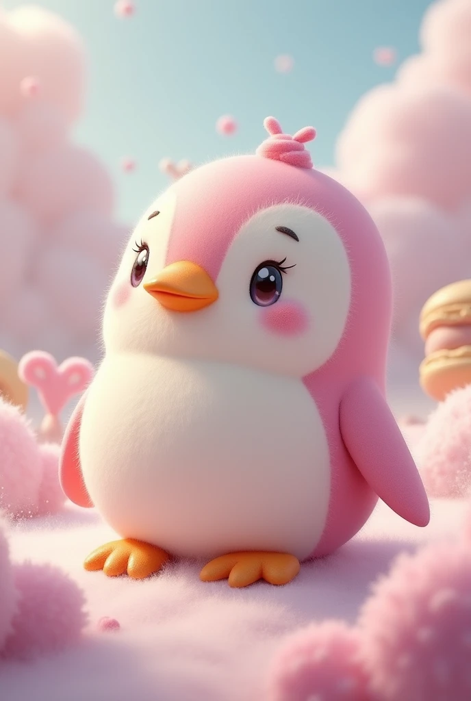 (ultra detailed), An imaginary creature that is a combination of a penguin and a macaron