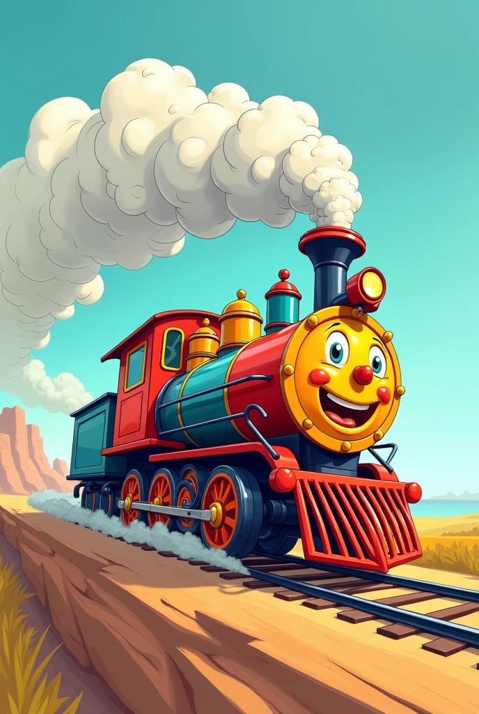 Cartoon Train zooming out of sight