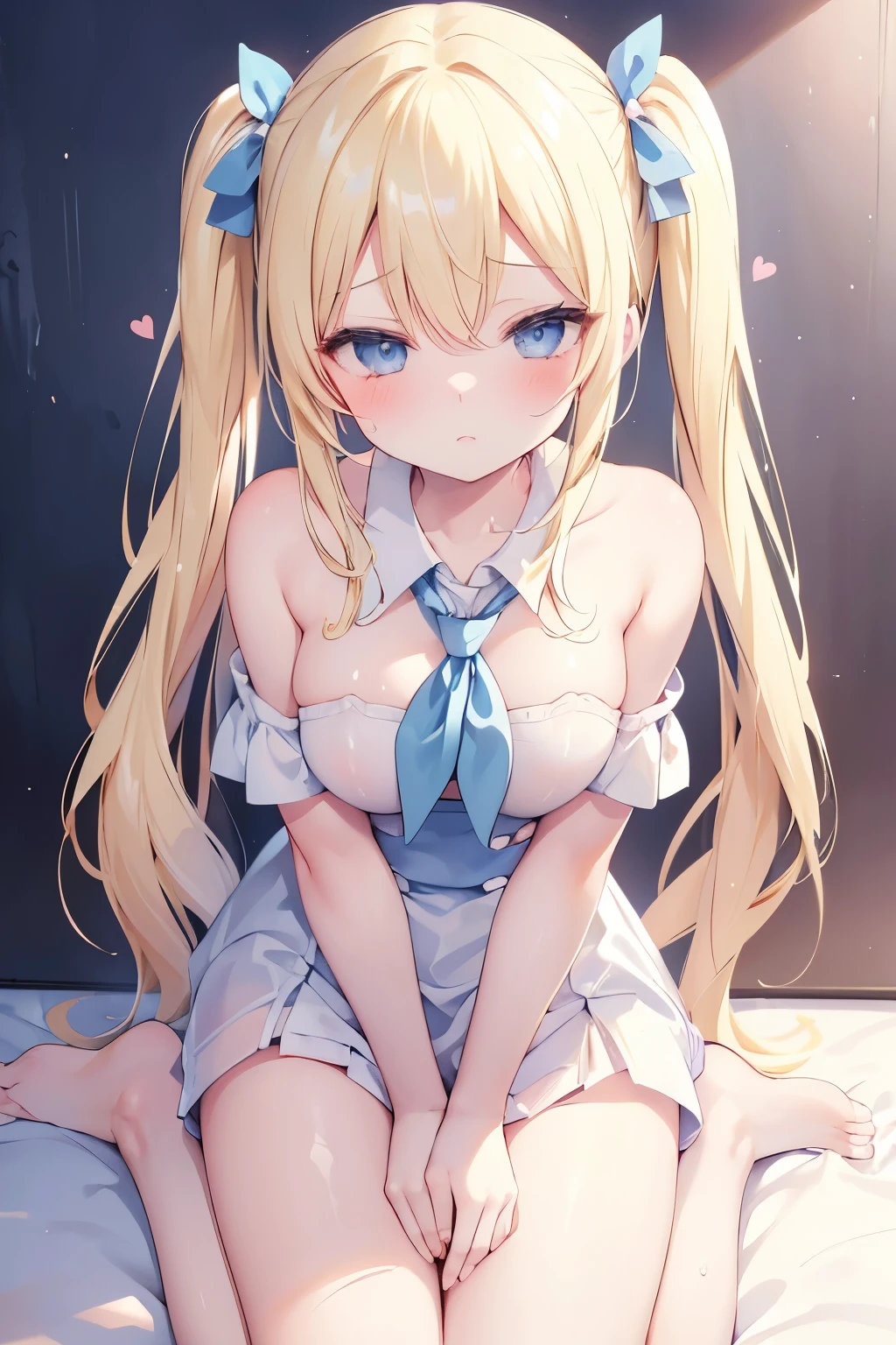 Cute ，long whitr hair，Leaky shoulders，Barefoot，head looking up，Lie on the ground，Raise your feet，white  panties，largeeyes，Anime cute face，Lolig white socks，Lift the skirt，huge tit，Close-up of a doll kneeling on a blanket，white long sleeve shirt，Shirt length to thighs，Bare shoulders，Cat ears，shyexpression，Hands hang at your sides，Open white shirt，Shoulders exposed