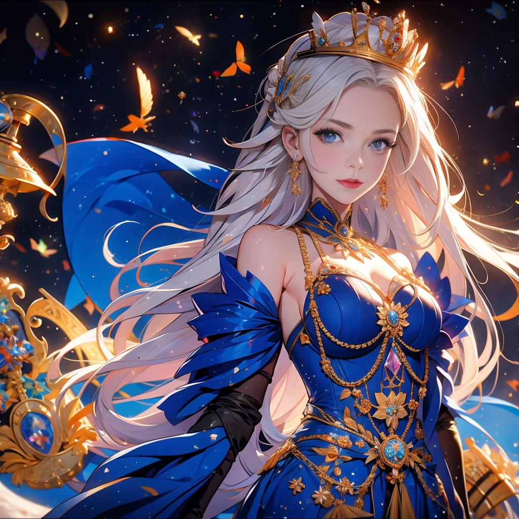 (The Queen&#39;s Beauty))、8K high quality、Ultra-realistic details、On the table、3D Rendering、Sexy outfits with wide cleavage、Detailed face、Detailed body、Delicate limbs、best quality、best style