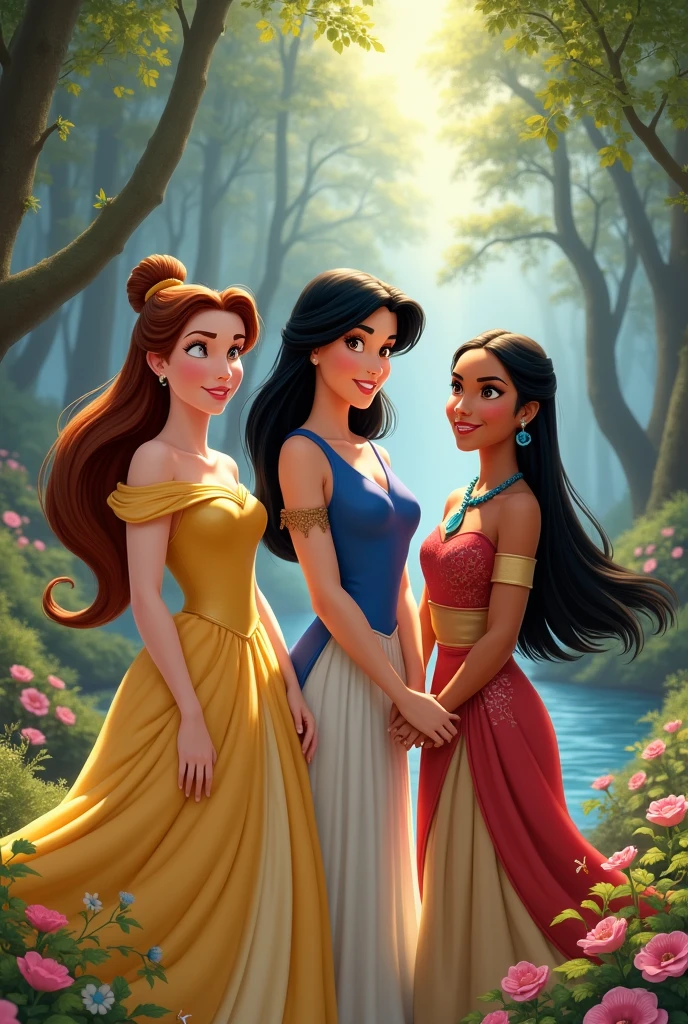 Belle, mulan and pocahontas