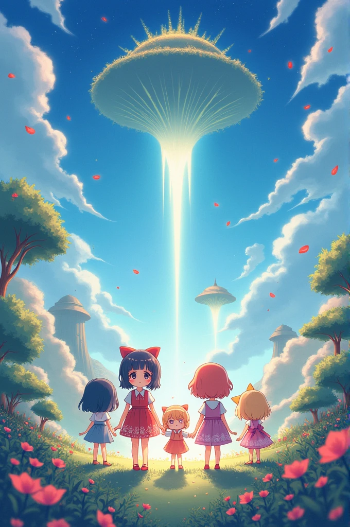 generate 6 matching pictures of cute anime girls