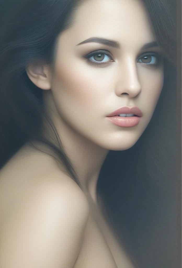 a beautiful naked young woman with long dark brown hair, 2, sensual expression, posing gracefully, cinematic lighting, very detailed face, extremely detailed eyes and lips, detailed skin texture, photorealistic, award winning digital art, cinematic composition, dramatic lighting, rich warm tones