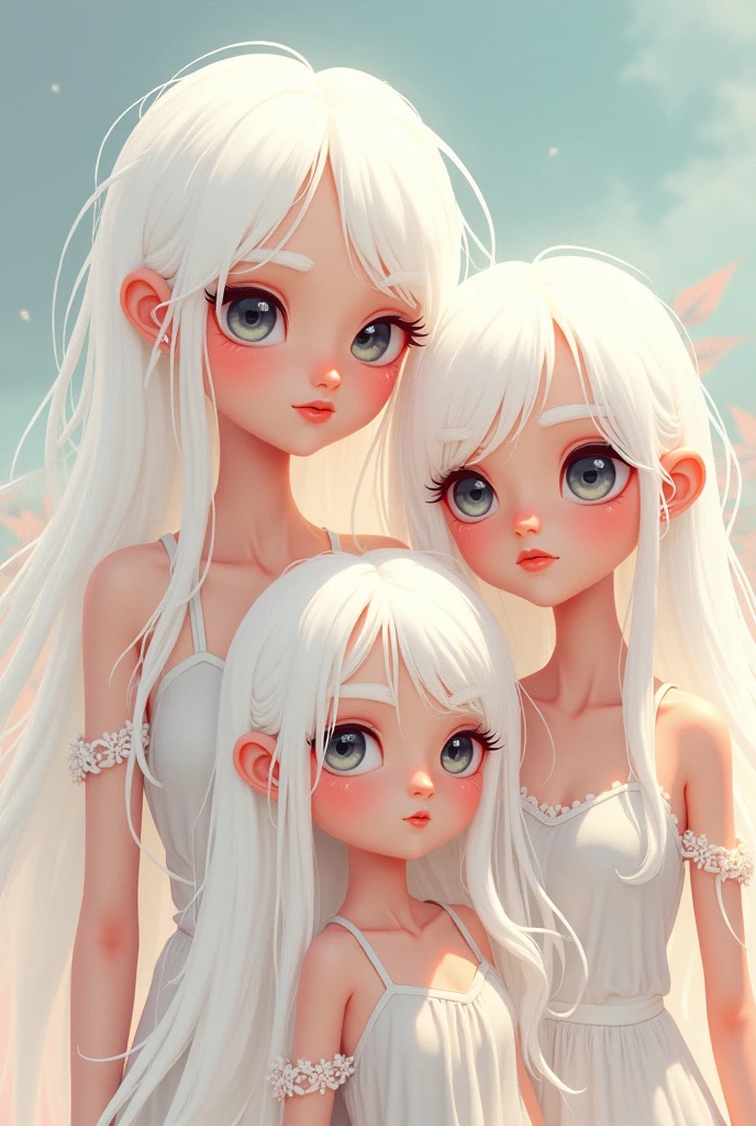 three white hair beautiful girls more of a cartoon
