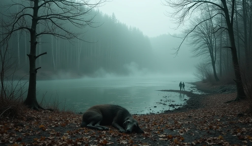 Forest destruction:
"The forest has now turned into a desolate and desolate place. Leaves of trees are scattered on the ground, lifeless bodies of animals are also lying around. The water in the lake has turned cloudy, and the air smells of poison. There is silence in the whole forest."