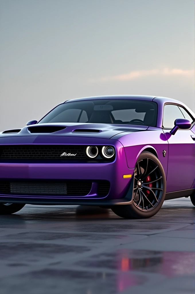 Photorealistic purple hellcat with black rims 