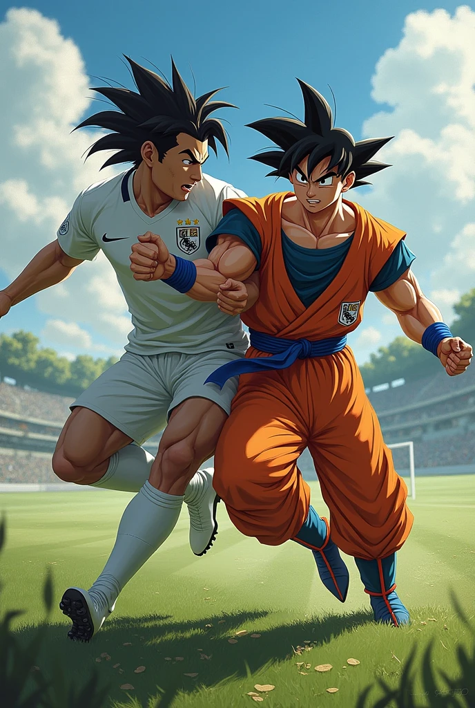 Goku fighting ronaldo realistic