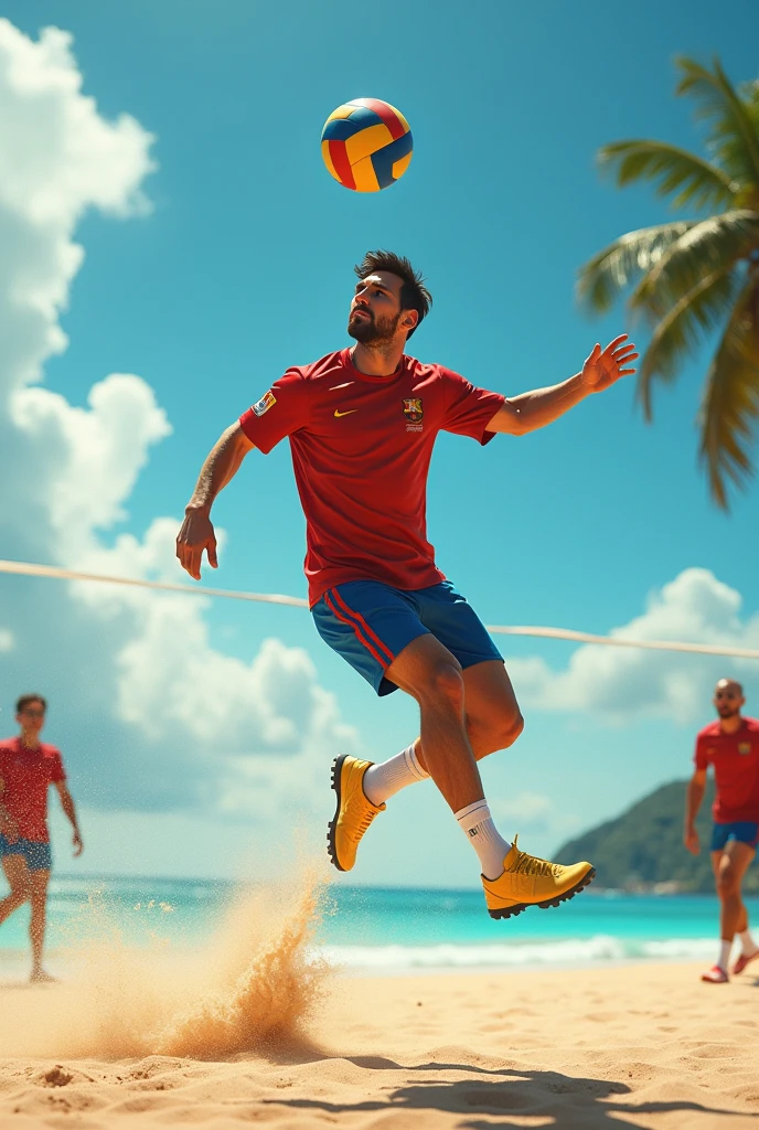 Messi playing volleyball