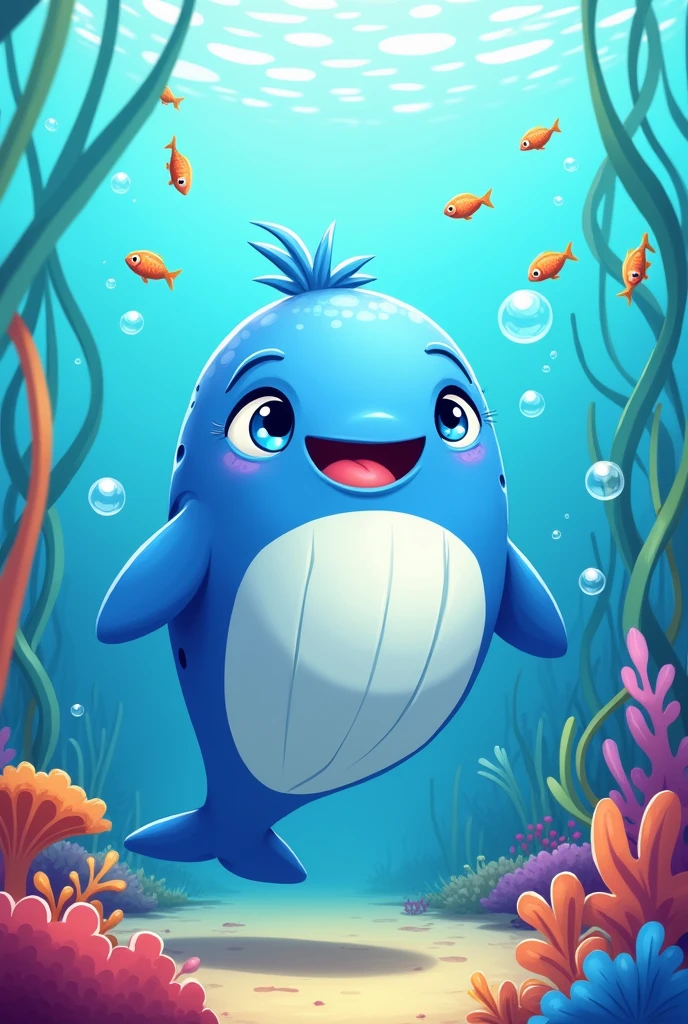 Cartoon whale bing and blue