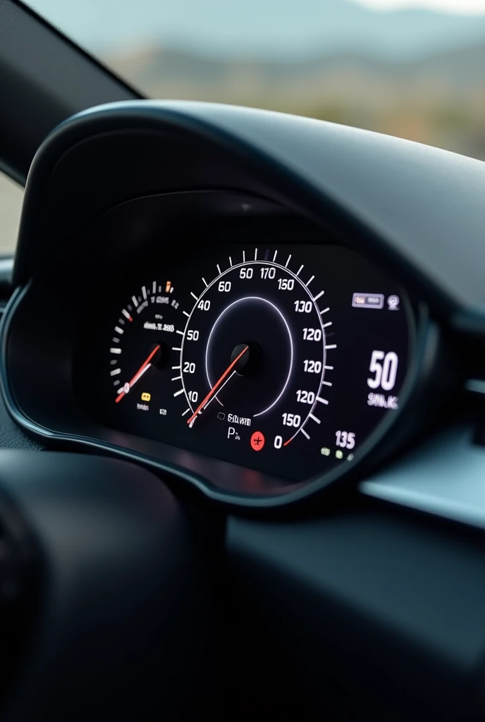Generates an image of a speedometer that shows 50km/h