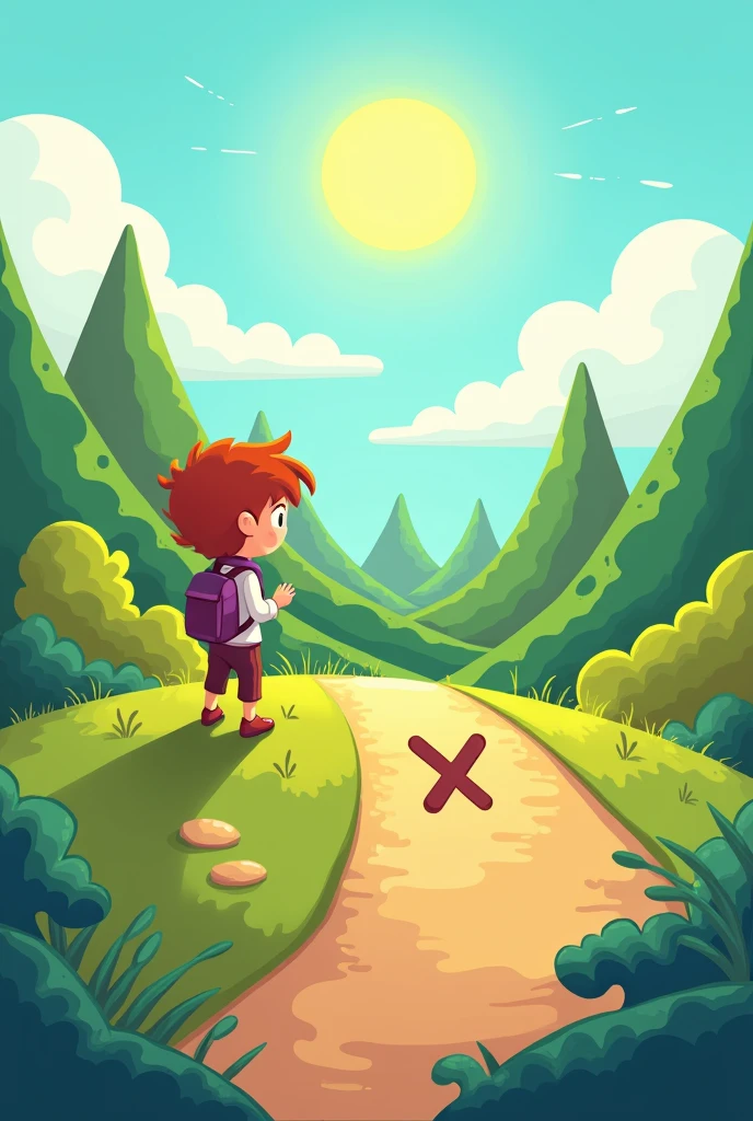 Cartoon X marks the spot where adventure starts