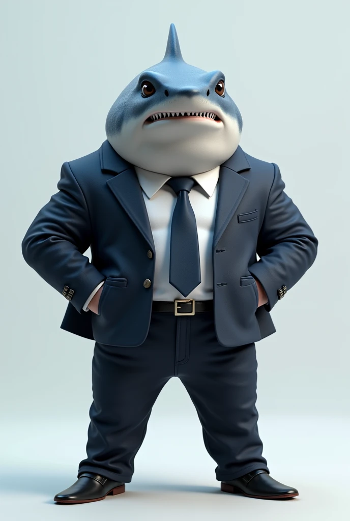 Buff baby shark in a suit