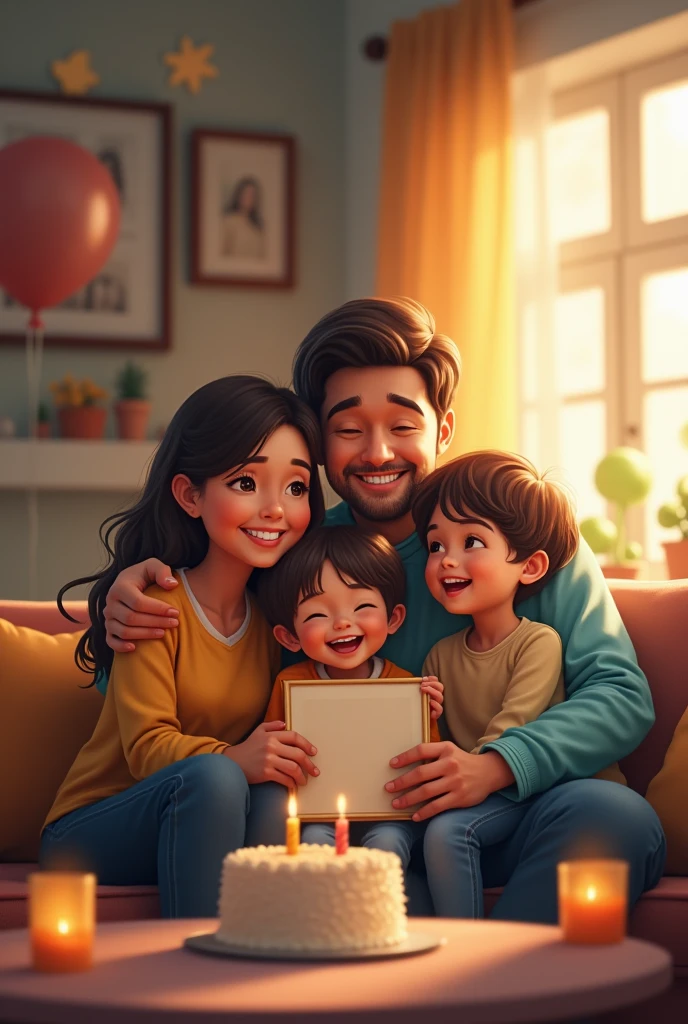 Happy family celebrating the achievement of a good.