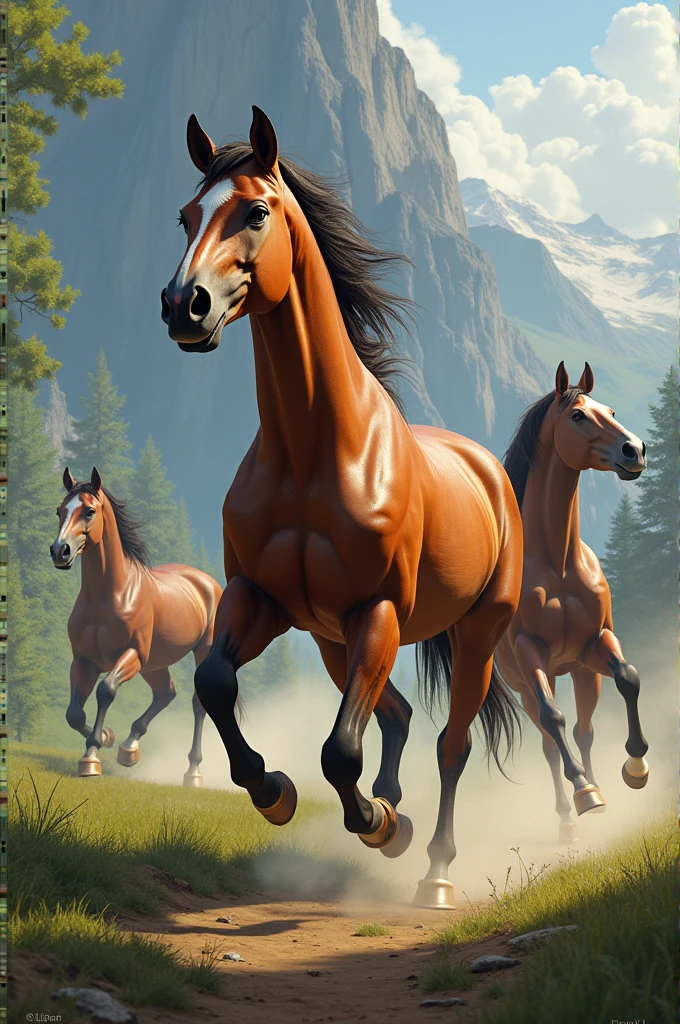 Create 5 horse images 