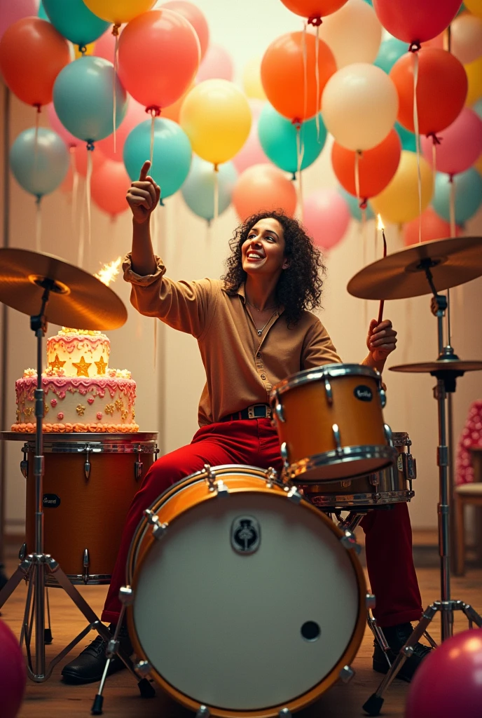 Birthday drummer cake balloons