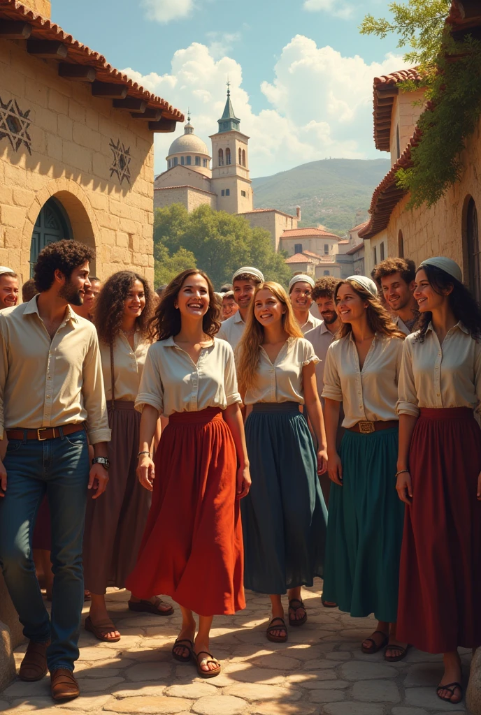 A group of young Jews in a village