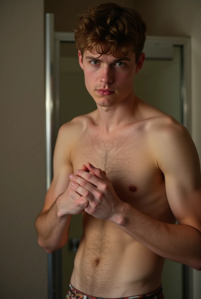 boy nude and cums while masturbates