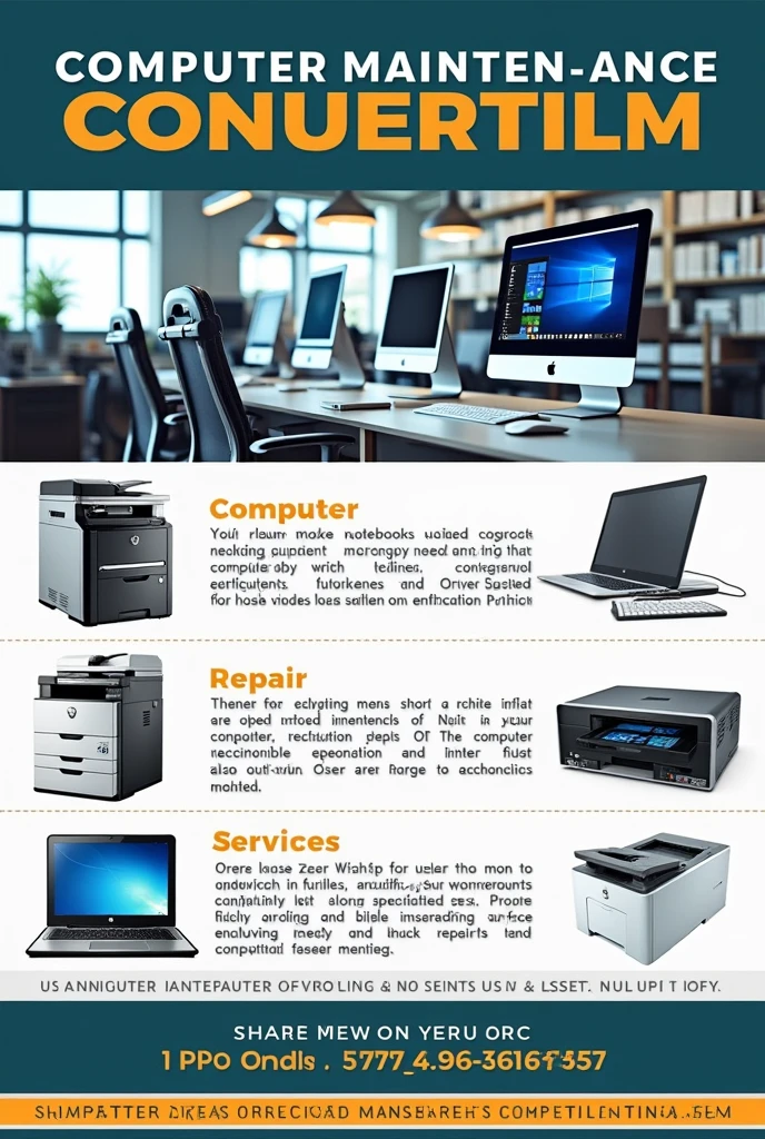 A WhatsApp post about computer maintenance, notebook and printers containing photos and phone number 27996167557
