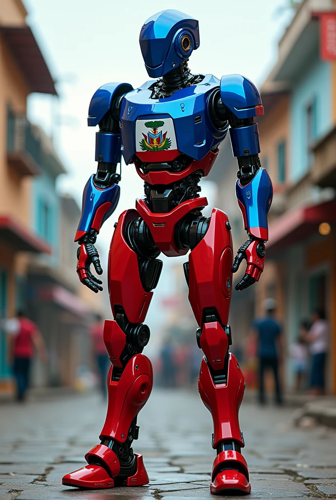 A Haitian robot with the flag as its color