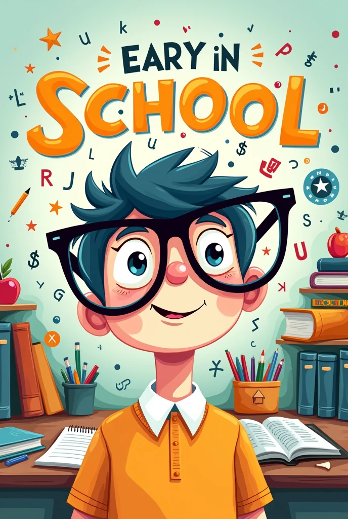 Make a third term picture of the school period something creative about glasses with letters something easy to draw 