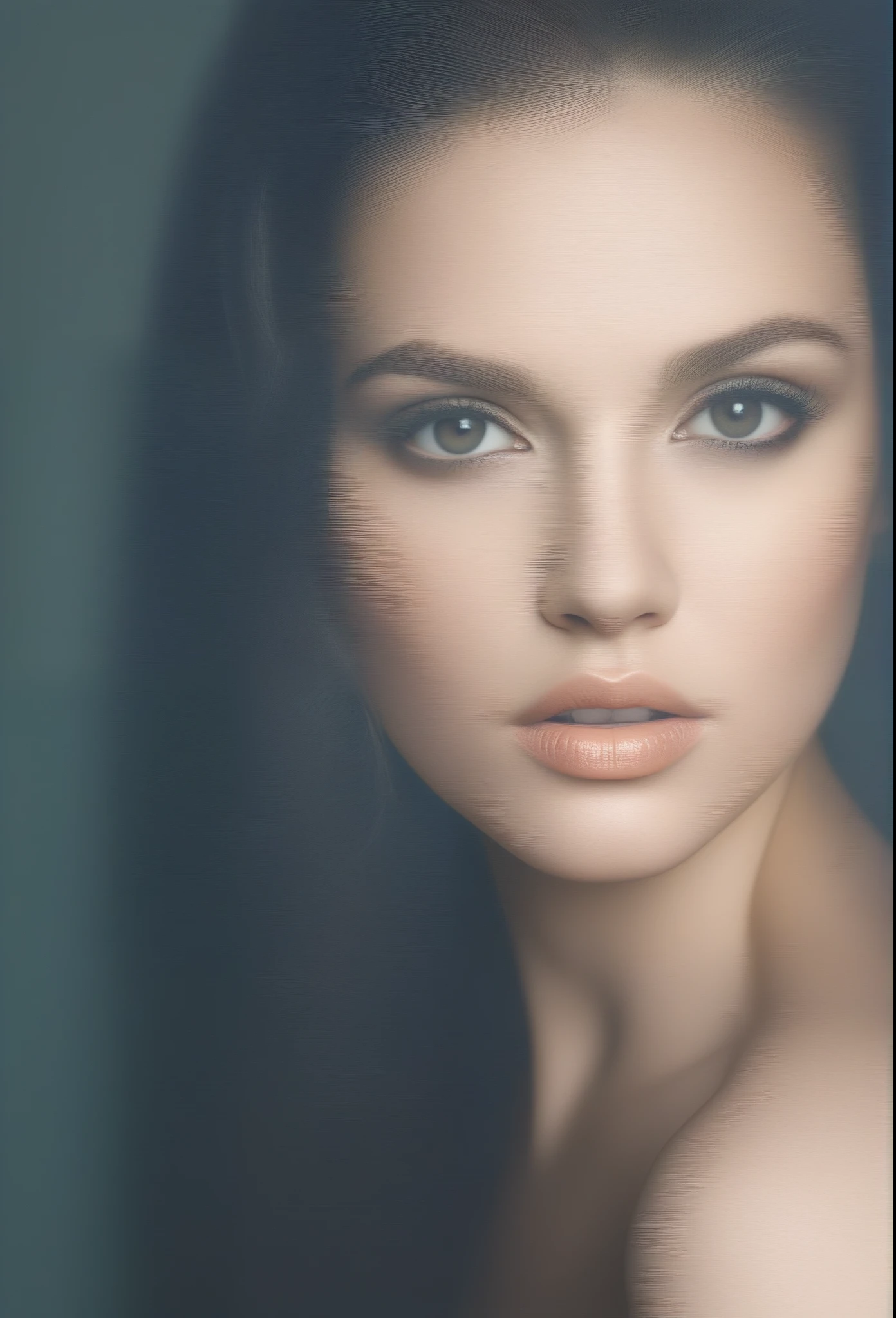 a beautiful naked young woman with long dark brown hair, 2, sensual expression, posing gracefully, cinematic lighting, very detailed face, extremely detailed eyes and lips, detailed skin texture, photorealistic, award winning digital art, cinematic composition, dramatic lighting, rich warm tones