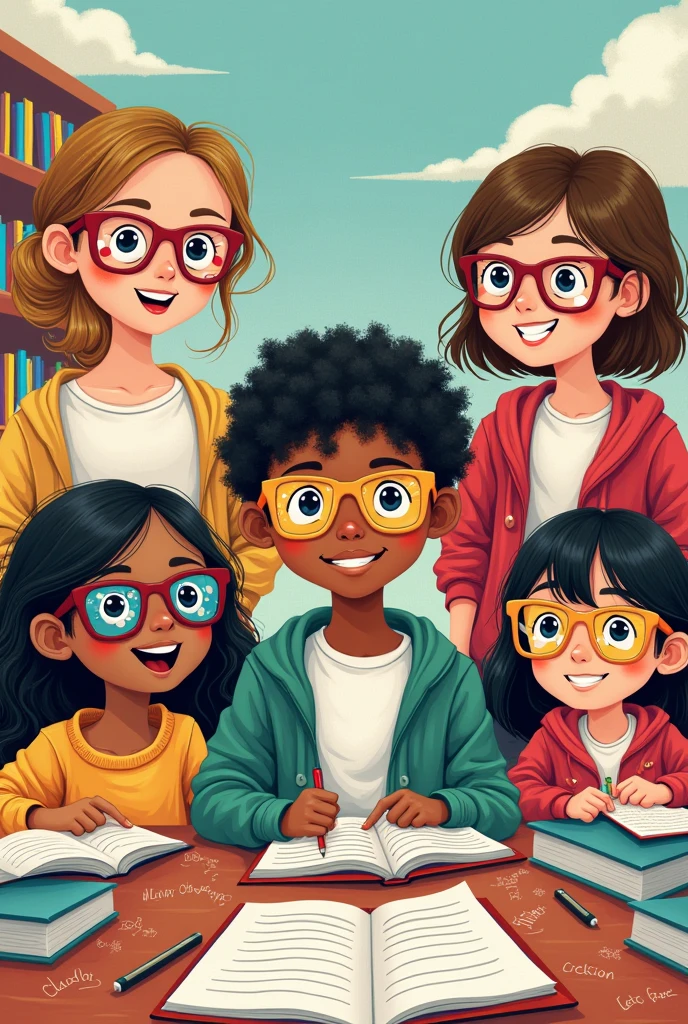 Make a third term picture of the school period something creative about glasses with letters something easy to draw saying third term