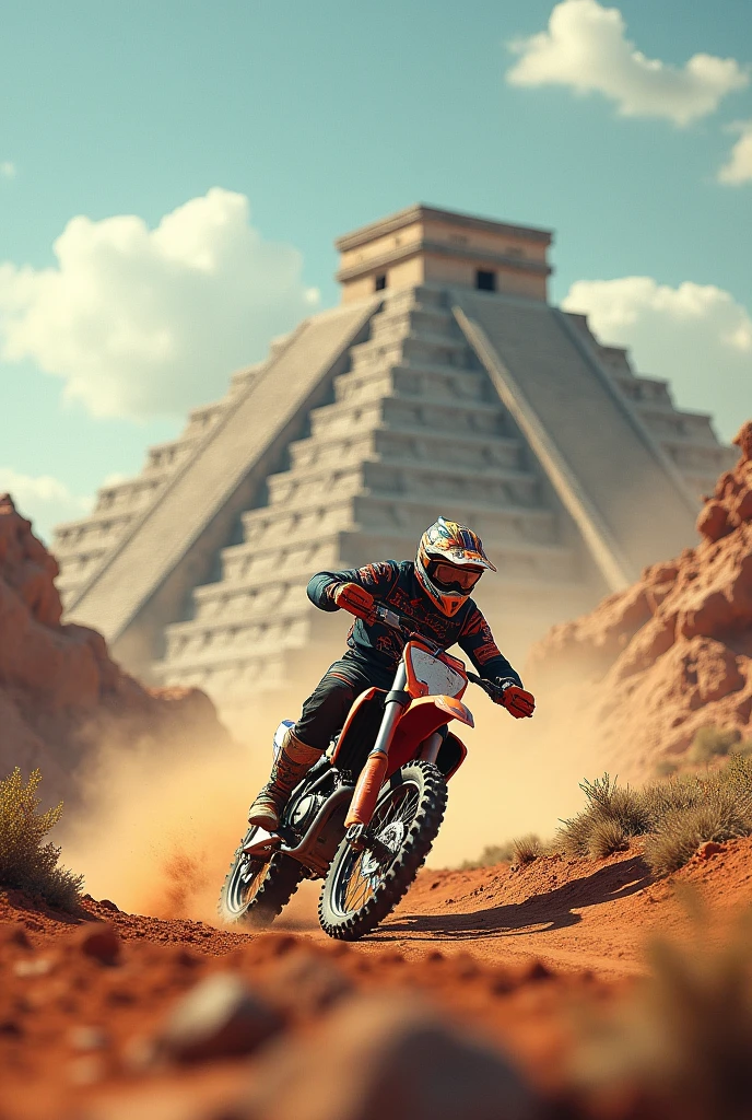 motocross passing a pyramid mexican
