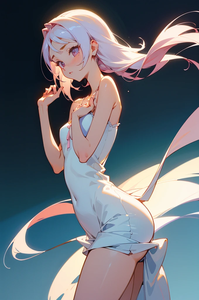 (extremely delicate and beautiful), [standing picture, upper body, close-up of girl:0.4], slim body, camisole, gradient background, anime character, character design, perfect hands, (cute girl:1.1),