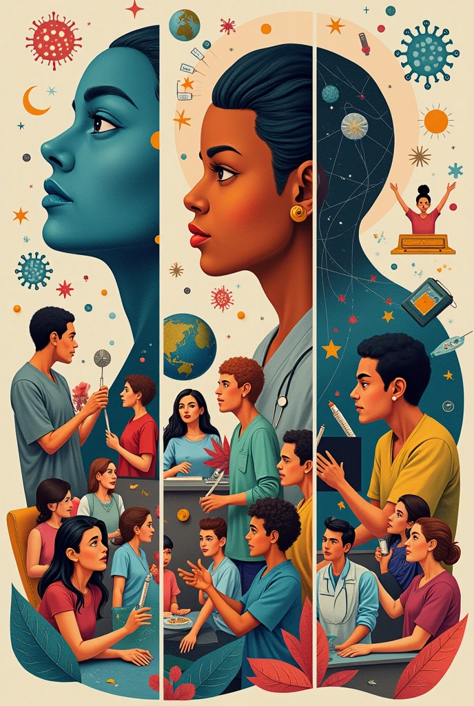 Create three collage images on vaccination
