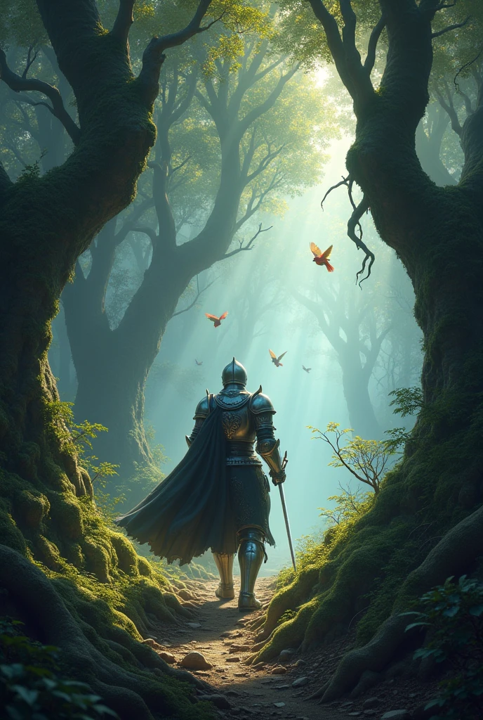 Further ahead, Leo the knight found a dark forest full of trees that talked and moved. The trees tried to grab him, but Leo was very fast and brave. He asked the birds of the forest for help, who guided him through a secret path to the other side.