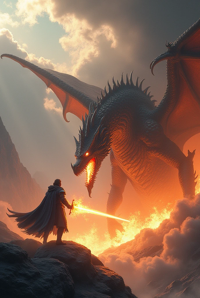  huge dragon that breathed fire! But Leo the knight man was not afraid. He used his magic sword, that shone like the stars, and managed to defeat the dragon.