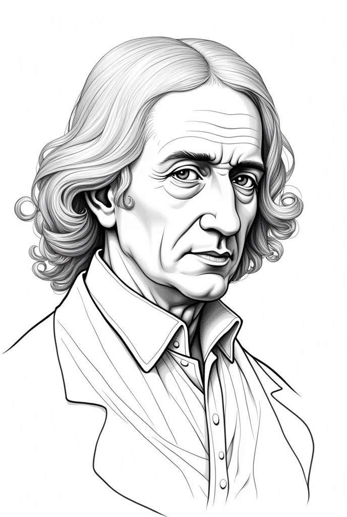 Or René Descartes in the fine line style,  only the outline of the drawing