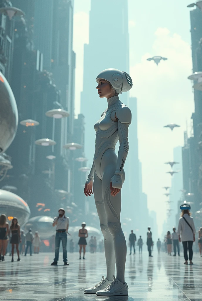 Human of future who have all things done by machine and alien also living with human