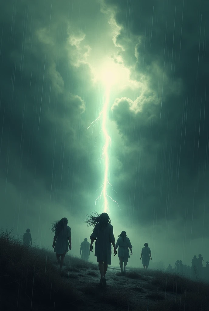 The storm was very strong but in the distance they saw a ray of sunshine, Everyone believed that it would be their salvation and that the storm would end if they reached the place where that light was coming from.