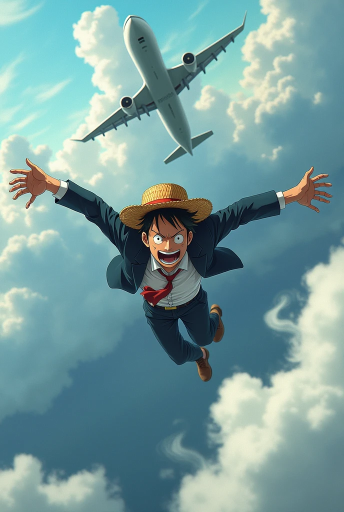 Professor falling from plane with Straw Hat Luffy


