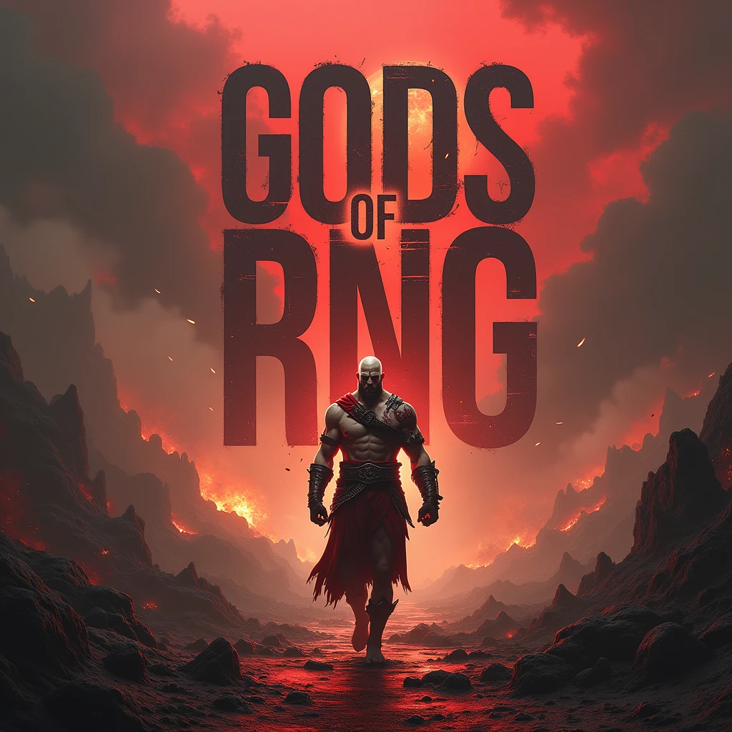 Kratos in hell (add a text saying “Gods of RNG” in the background and make it big)