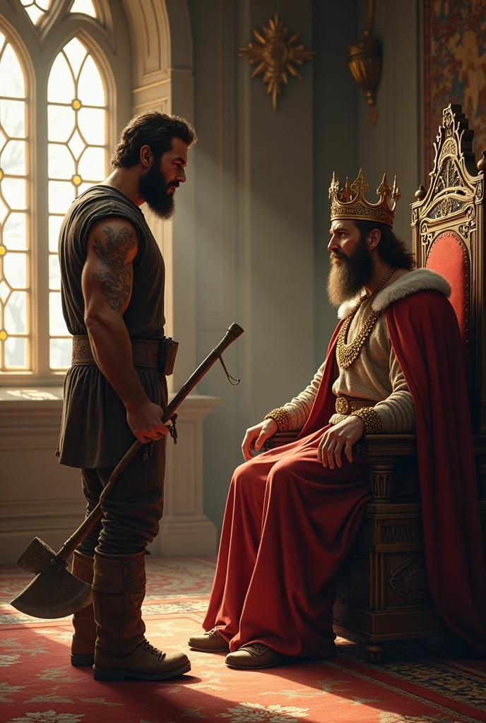 The lumberjack’s turn arrives. After greeting the king respectfully, he says, “Your Majesty! My first wish is that I reveal my wishes to you one at a time, not all at once.” The king accepts the condition.