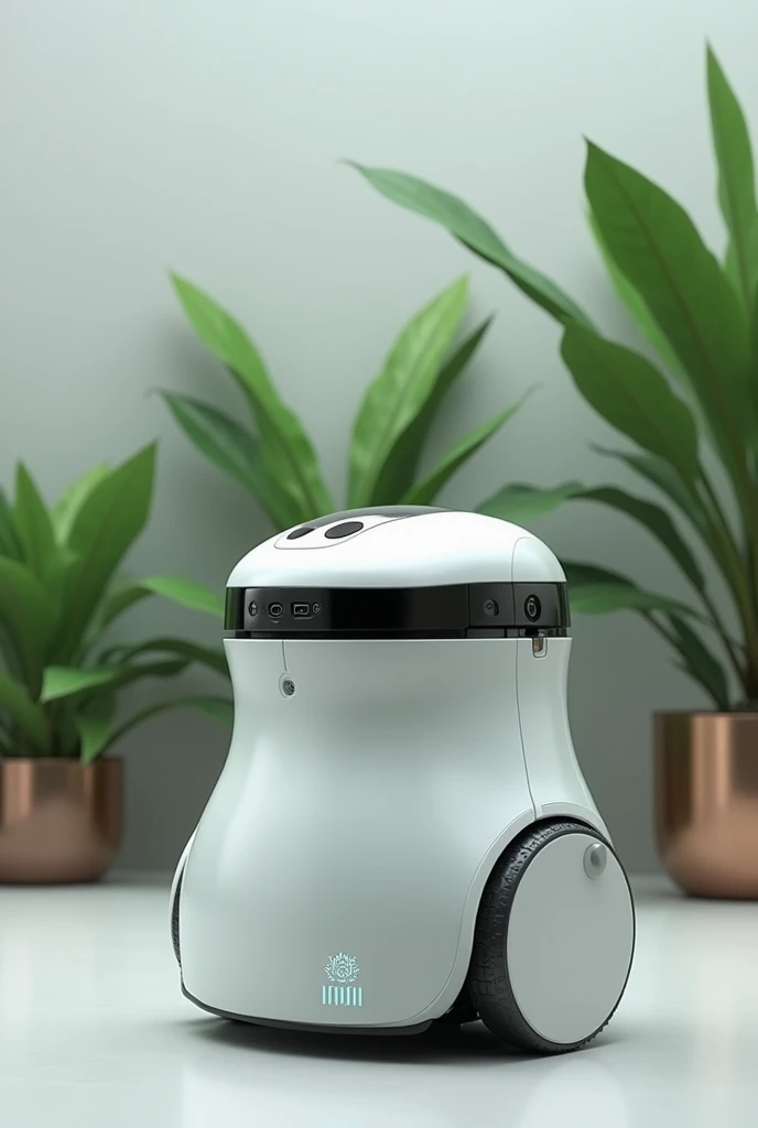Visualizing this, imagine a sleek, robotic device resembling a modern, compact vacuum cleaner but with a water reservoir and delicate sensors integrated for precise plant care.