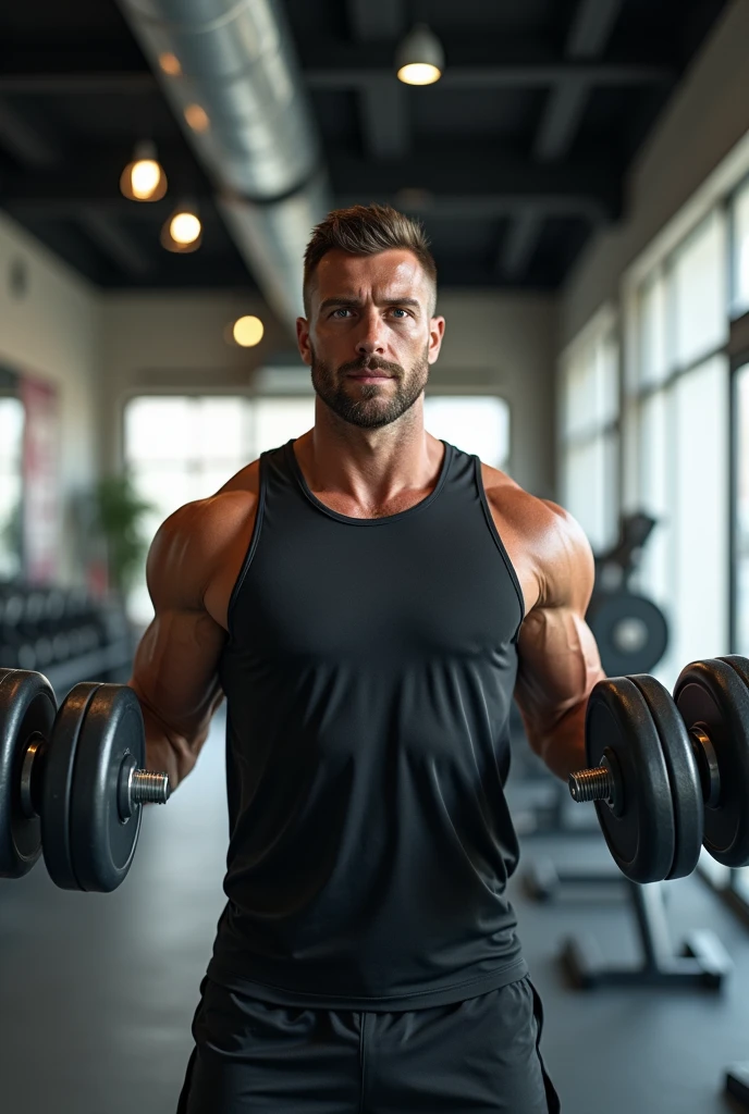 A man training in the gym